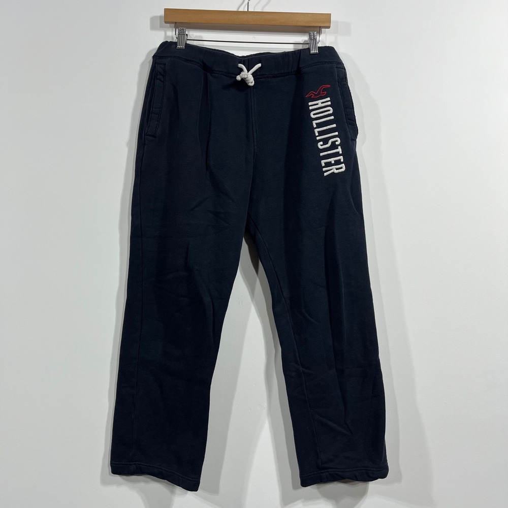 Hollister Y2K Mens Small Spell Out Logo Sweatpants Wide Leg Drawstring Preppy